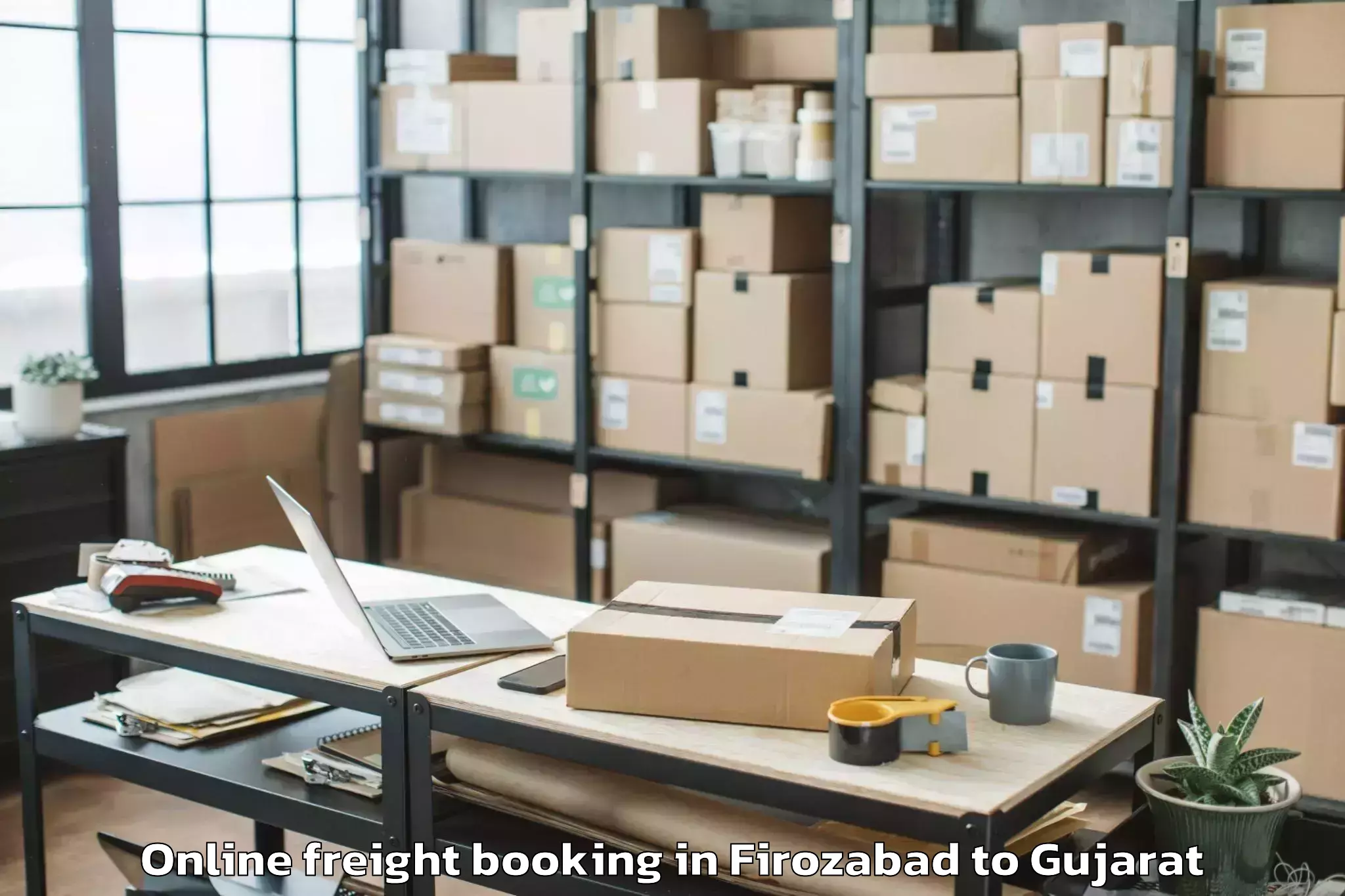 Reliable Firozabad to Mendarda Online Freight Booking